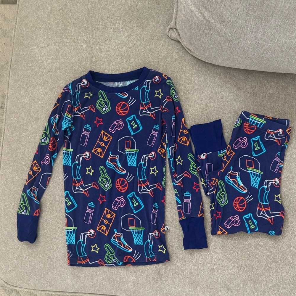 Kiki and Lulu Hoop There it is! Neon Basketball Bamboo pajama set